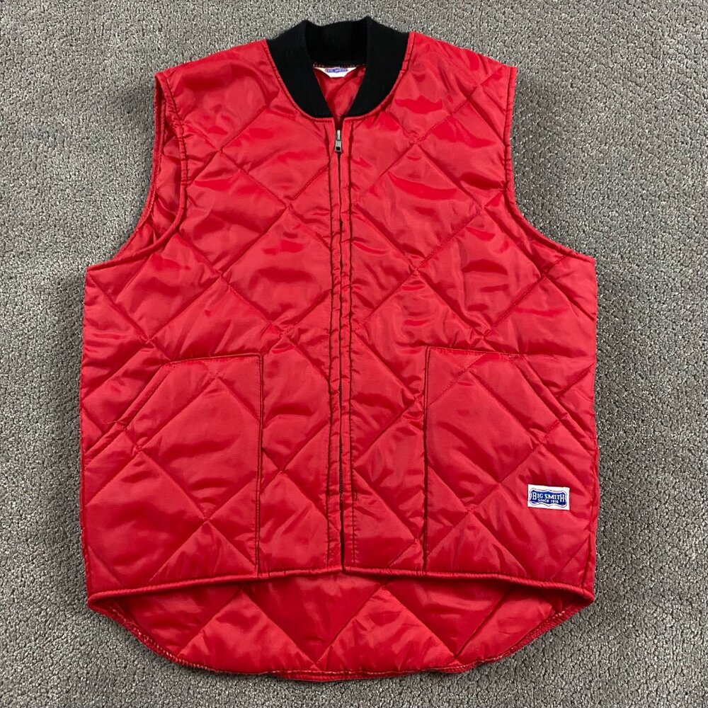 Vintage Big Smith Vest Men's Medium Quilted Puffer Red Work Made in the USA